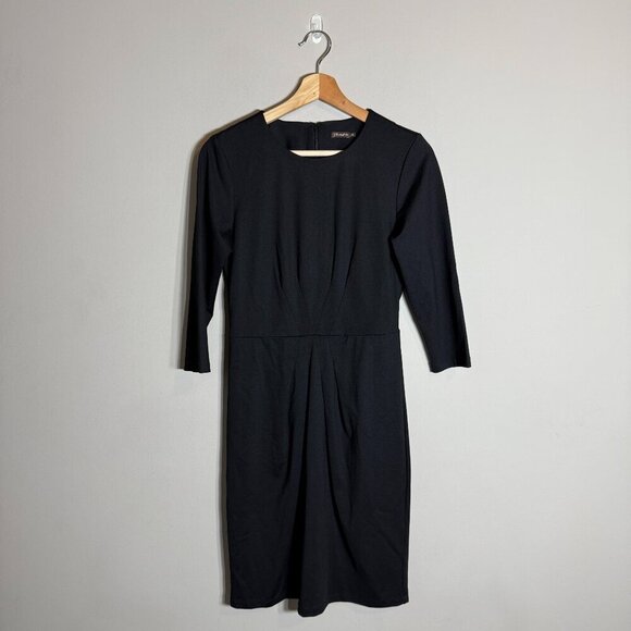 J. McLaughlin 3/4 Sleeve Fitted Knee Length Dress Women's XS Black Career Formal - Picture 2 of 14
